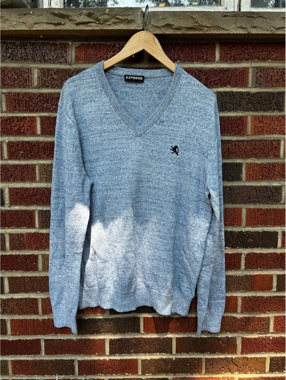 Express Gray Heathered V Neck Pullover Sweater